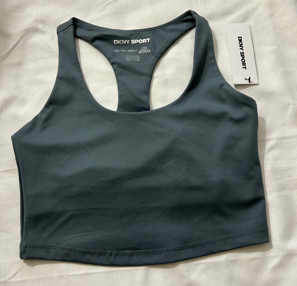 DKNY NWT Racerback Sports Bra Blue Gray Size XS